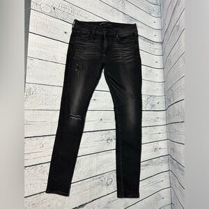 Express Black Supersoft Leggings Mid Rise Size 6R w/distressing